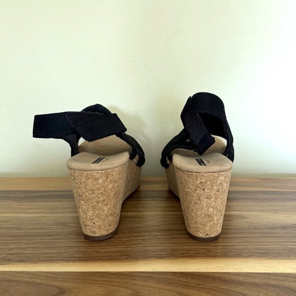 Clarks Collection Women's Annadel Bari Wedge Sandals 8.5W NWOT black suede - Picture 5 of 15